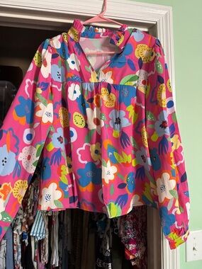 Bright Pink Floral Long-Sleeve Top